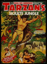 3x096 TARZAN'S HIDDEN JUNGLE Danish R70s cool artwork of Gordon Scott as Tarzan, Zippy!