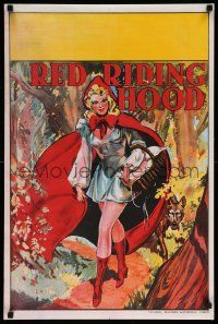 3x118 RED RIDING HOOD stage play English double crown '30s stone litho art of sexy Red!