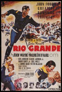 3x461 RIO GRANDE Cine Poster REPRO French 20x31 '80s John Wayne & Maureen O'Hara, John Ford!