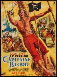 3x462 SON OF CAPTAIN BLOOD French 22x30 '63 art of barechested pirate Sean Flynn by Jean Mascii!