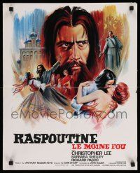 3x519 RASPUTIN THE MAD MONK French 18x22 '66 Boris Grinsson artwork of mad Christopher Lee!