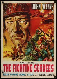 3x273 FIGHTING SEABEES Italian 20x28 R60s cool different artwork of John Wayne, Susan Hayward!