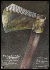 3x257 SIEKIEREZADA Polish 26x38 '85 cool artwork of hatchet & book heads by Andrzej Pagowski!