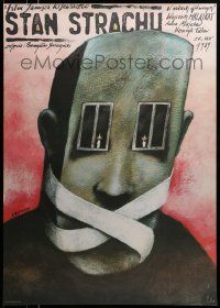 3x258 STAN STRACHU Polish 27x37 '89 wild Andrzej Pagowski art of gagged man with windows for eyes!