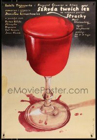 3x260 SZKODA TWOICH LEZ Polish 27x38 '84 wild Wieslaw Walkuski art of bloody wine glass!