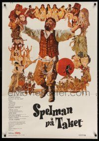 3x182 FIDDLER ON THE ROOF Swedish '71 cool artwork of Topol & cast by Ted CoConis!