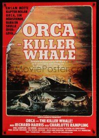 3x199 ORCA Swedish '77 wild artwork of attacking Killer Whale by John Berkey!