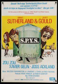 3x204 SPYS Swedish '74 wacky cartoon art of Elliott Gould & Donald Sutherland!