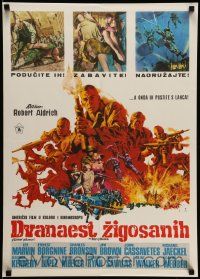 3x670 DIRTY DOZEN Yugoslavian 19x28 '68 Charles Bronson, Jim Brown, Lee Marvin, Frank McCarthy art