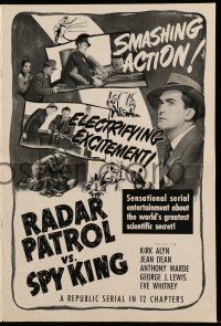 4a849 RADAR PATROL VS SPY KING pressbook '49 Kirk Alyn, Republic serial, smashing action!