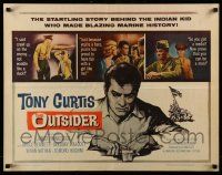 4c369 OUTSIDER 1/2sh '62 great close up art of Tony Curtis as Ira Hayes of Iwo Jima fame!