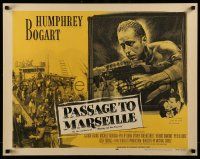 4c374 PASSAGE TO MARSEILLE 1/2sh R56 Humphrey Bogart escapes Devil's Island to fight Nazis!