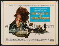 4c387 PRIVATE LIFE OF SHERLOCK HOLMES 1/2sh '71 Billy Wilder, Robert Stephens, cool McGinnis art!