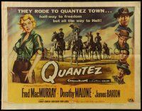 4c390 QUANTEZ 1/2sh '57 artwork of Fred MacMurray & sexy Dorothy Malone with torn shirt!