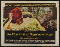 4c393 RAINS OF RANCHIPUR 1/2sh '55 art of Lana Turner & Burton, rains couldn't wash their sin away