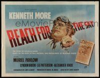 4c394 REACH FOR THE SKY 1/2sh '57 art of English pilot Kenneth More + RAF airplanes by Nistri!