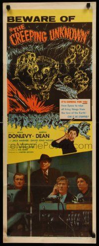 4c598 CREEPING UNKNOWN insert '56 Hammer horror, wacky monster, Val Guest's Quatermass Xperiment