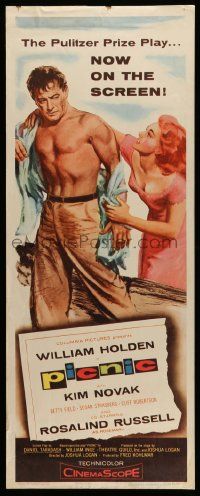 4c793 PICNIC insert '56 great art of barechested William Holden & sexy long-haired Kim Novak!