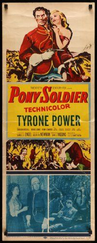 4c797 PONY SOLDIER insert '52 art of Royal Canadian Mountie Tyrone Power w/pretty Penny Edwards!