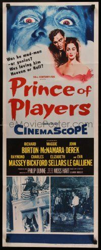 4c799 PRINCE OF PLAYERS insert '55 Richard Burton as Edwin Booth, greatest stage actor ever!