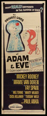 4c801 PRIVATE LIVES OF ADAM & EVE insert '60 wacky art of sexy Mamie Van Doren & devil Mickey Rooney