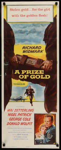 4c803 PRIZE OF GOLD insert '55 Richard Widmark, an off-limits girl, an off-beat story!