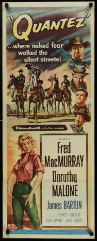 4c805 QUANTEZ insert '57 artwork of Fred MacMurray & sexy Dorothy Malone with torn shirt!