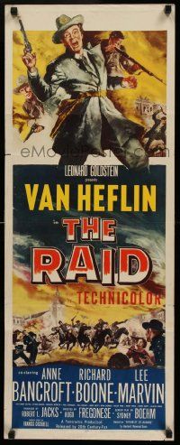 4c808 RAID insert '54 cool art of uniformed soldier Van Heflin in Civil War battle scene!