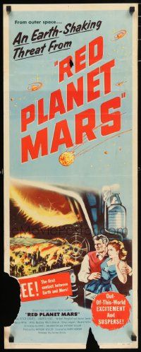 4c814 RED PLANET MARS insert '52 threat from outer space may mean the end of the Earth, cool art!