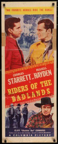 4c824 RIDERS OF THE BADLANDS insert '41 Charles Starrett & Russell Hayden ride the range!