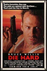 4k243 DIE HARD advance 1sh '88 Bruce Willis vs twelve terrorists, action classic!