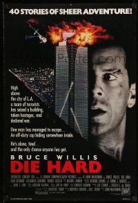 4k244 DIE HARD int'l 1sh '88 Bruce Willis vs Alan Rickman and terrorists, action classic!