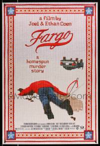 4k301 FARGO DS 1sh '96 a homespun murder story from Coen Brothers, Dormand, needlepoint design!