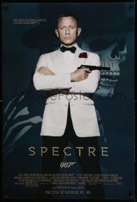 4k832 SPECTRE advance DS 1sh '15 cool image of Daniel Craig as James Bond 007 with gun!