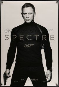 4k833 SPECTRE teaser DS 1sh '15 cool image of Daniel Craig as James Bond 007 with gun!