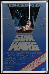 4k861 STAR WARS NSS style 1sh R82 George Lucas, art by Tom Jung, advertising Revenge of the Jedi!