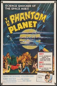 4p648 PHANTOM PLANET 1sh '62 science shocker of the space age, wacky monster holding girl!