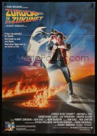 4r545 BACK TO THE FUTURE German '85 Robert Zemeckis, art of Michael J. Fox & Delorean by Struzan!