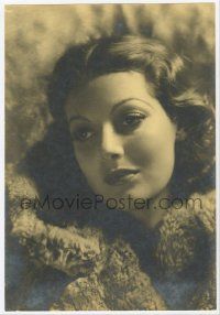 4s140 LORETTA YOUNG deluxe 8.25x12 still '30s beautiful head & shoulders portrait wearing fur coat!