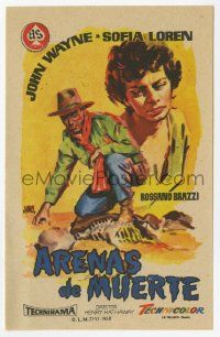 4s657 LEGEND OF THE LOST Spanish herald '58 different Jano art of John Wayne & Sophia Loren!