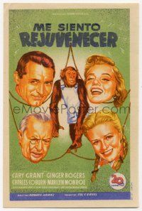 4s678 MONKEY BUSINESS Spanish herald '53 Grant, Ginger Rogers, Marilyn Monroe, Coburn, Soligo art!