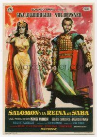 4s738 SOLOMON & SHEBA Spanish herald '60 Mac art of Yul Brynner with hair & sexy Gina Lollobrigida!