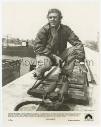 4x430 HUNTER 8x10.25 still '80 bounty hunter Steve McQueen holding gun riding on the Chicago El!