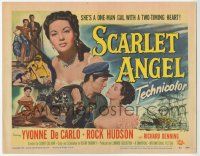 5c346 SCARLET ANGEL TC '52 artwork of sailor Rock Hudson & sexy gambling Yvonne DeCarlo!