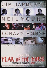 5f196 YEAR OF THE HORSE Aust 1sh '98 Neil Young close-up cranking it up, Jim Jarmusch, rock & roll