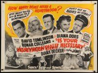 5f689 IS YOUR HONEYMOON REALLY NECESSARY British quad '58 image of sexy Diana Dors & cast!