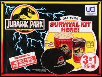 5f696 JURASSIC PARK British quad '93 Steven Spielberg, popcorn, a drink and a hat - survival kit!