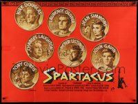 5f736 SPARTACUS British quad '61 Kubrick, Reynold Brown art of stars on gold coins + Saul Bass art!