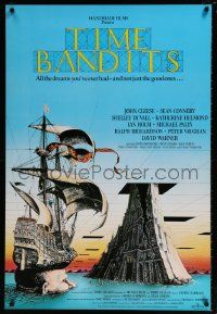 5f631 TIME BANDITS English 1sh '81 John Cleese, Sean Connery, art by director Terry Gilliam!