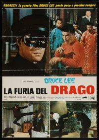 5f399 GREEN HORNET set of 2 Italian 26x38 pbustas '75 Bruce Lee as Kato & dragon!